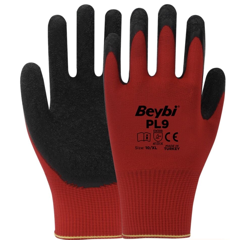 PL9 Polyester Örme Lateks Eldiven