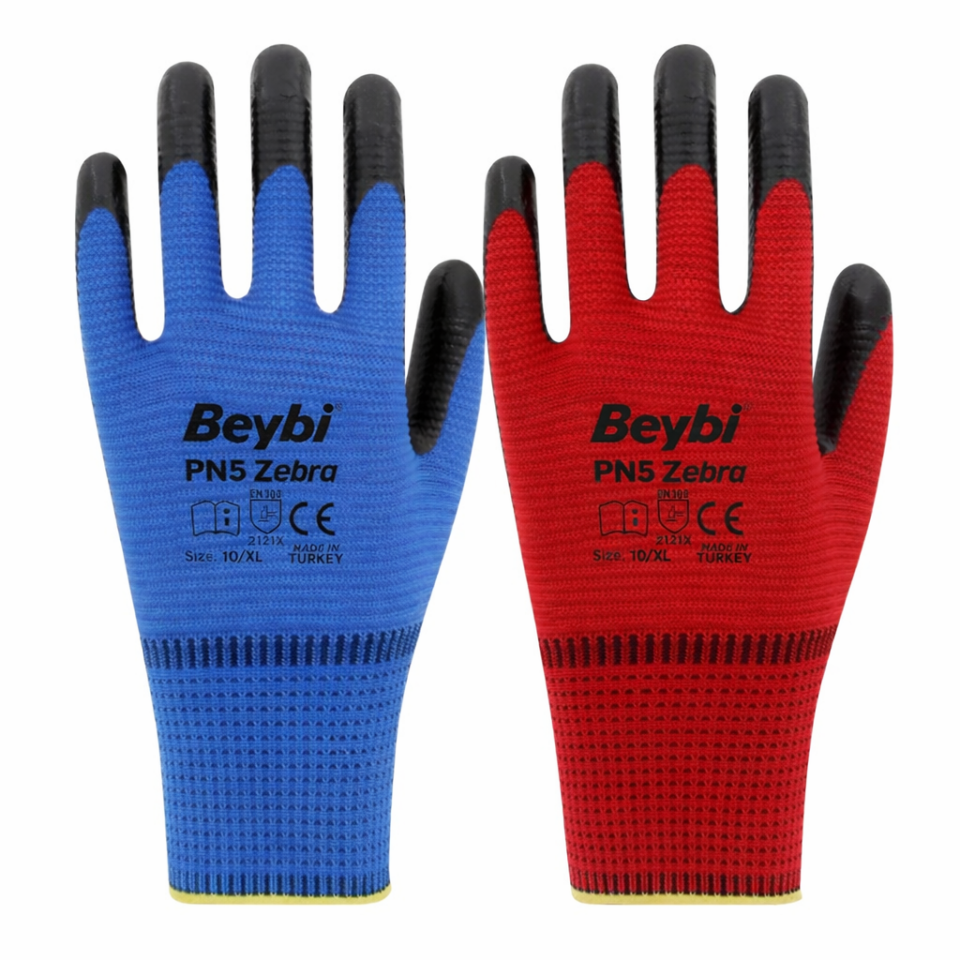 BEYBİ PN5 ZEBRA POLYESTER ÖRME NİTRİL ELDİVEN