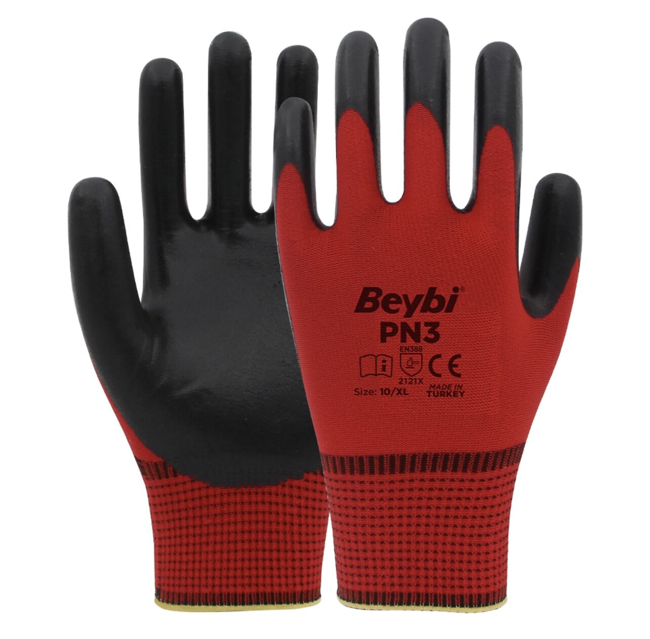 BEYBİ PN3 NİTRİL KIRMIZI SİYAH ELDİVEN