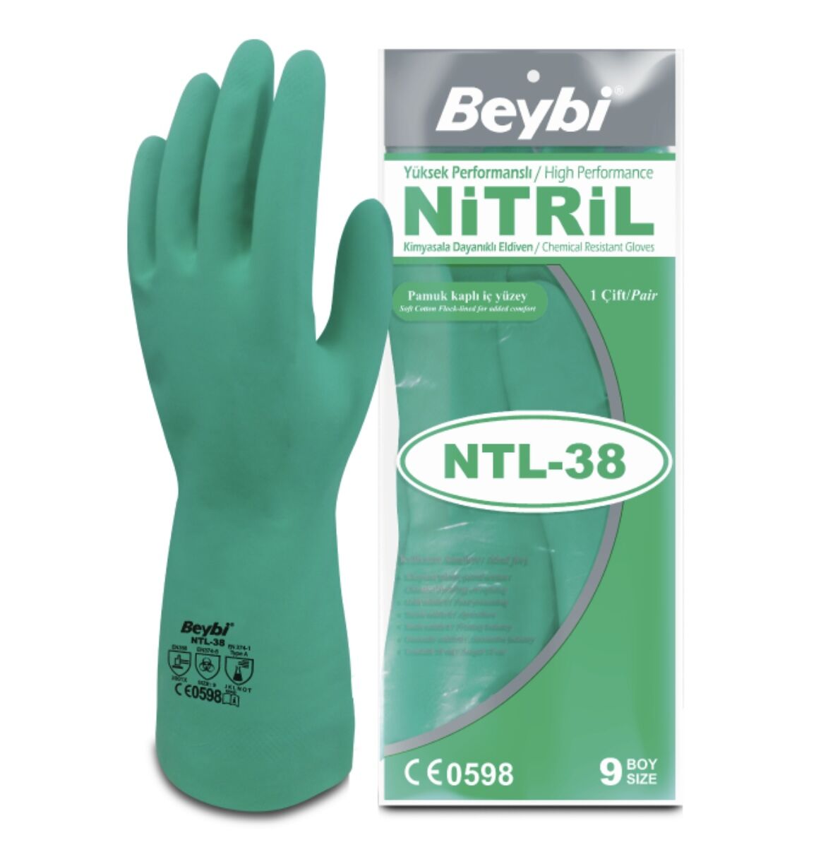 BEYBİ NTL38 NİTRİL YEŞİL ELDİVEN